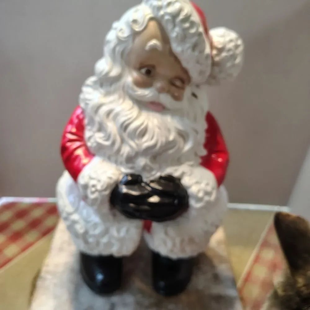 Festive Santa Claus Holiday Figurine - Red and White